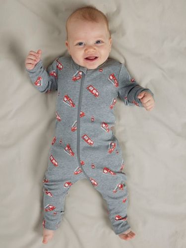 Name It Firetruck 2-pk pysjamas til baby - grey melange