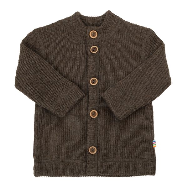Hovedbilde Joha Ribbestrikket ull cardigan til barn - brun
