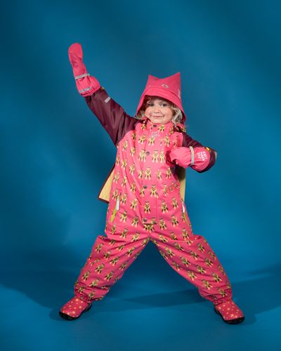 Kattnakken Slaps vinterregndress Superhelt - superrosa