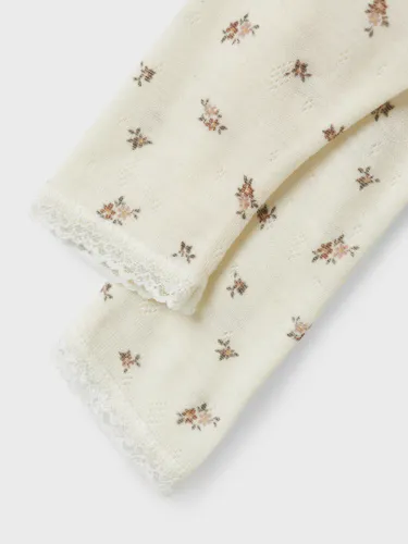 Name It Wang ull leggings til baby small flower AOP - snow white