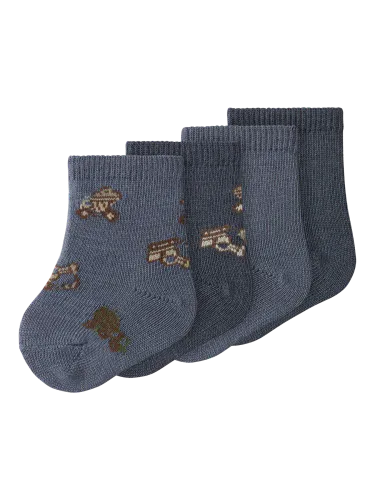 Name It Wak 4-pk ullsokker til baby - folkstone gray
