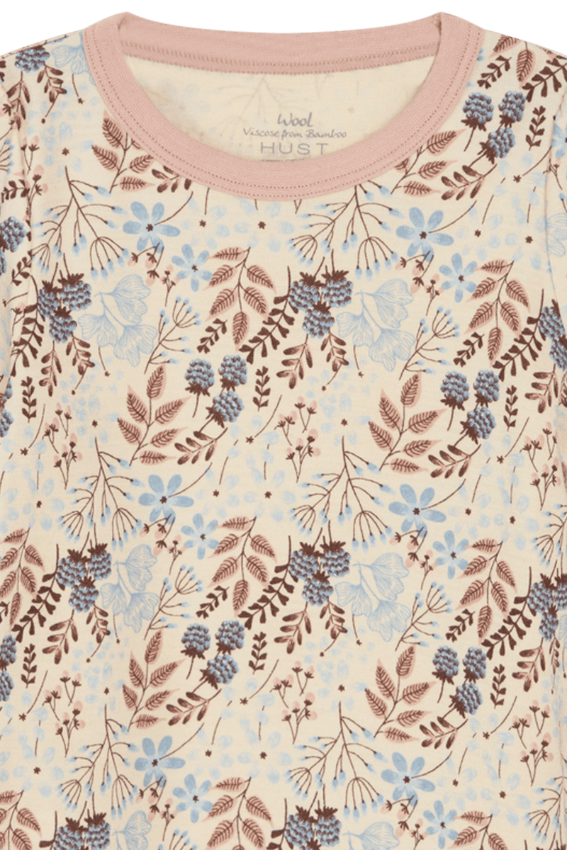 Hust & Claire Abbelin Flora ull/bambus trøye - cloud blue