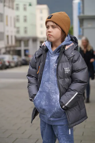 Kattnakken Bobleregnjakke Sludd junior - kattesvart