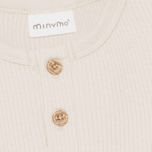 Minymo ribbet body med knapper til baby - seedpearl