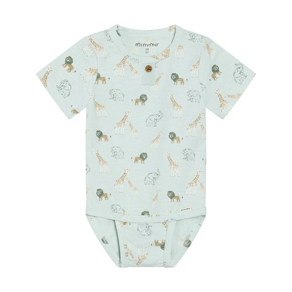 Hovedbilde Minymo kortermet body til baby - sprout green AOP