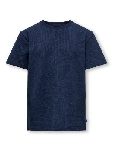 Only & Sons junior Kian Seersucker T-skjorte - navy blazer