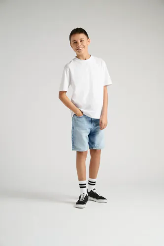 Only & Sons junior Edge Denim Shorts - light blue denim