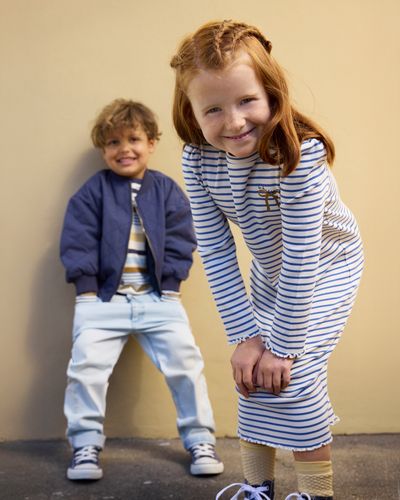 Minymo Stripe genser til barn - odyssey gray