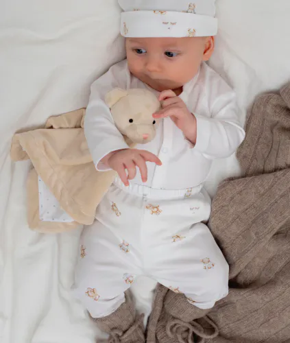 LIVLY Teddy Tay Full Snap body til baby - white