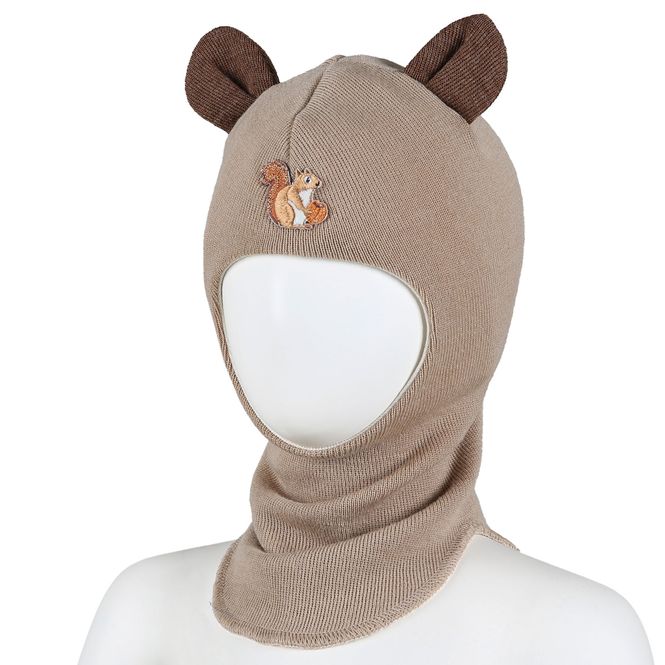 Hovedbilde Kivat ull balaclava Ekorn med ører - lys beige