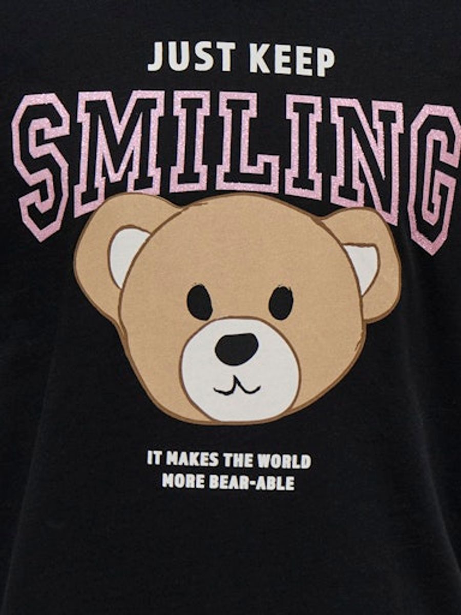 Kids Only  Rosa t-skjorte til barn - black/keep smiling