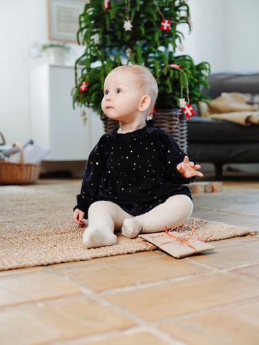 Hust & Claire Kis Gold velourkjole til baby - more navy