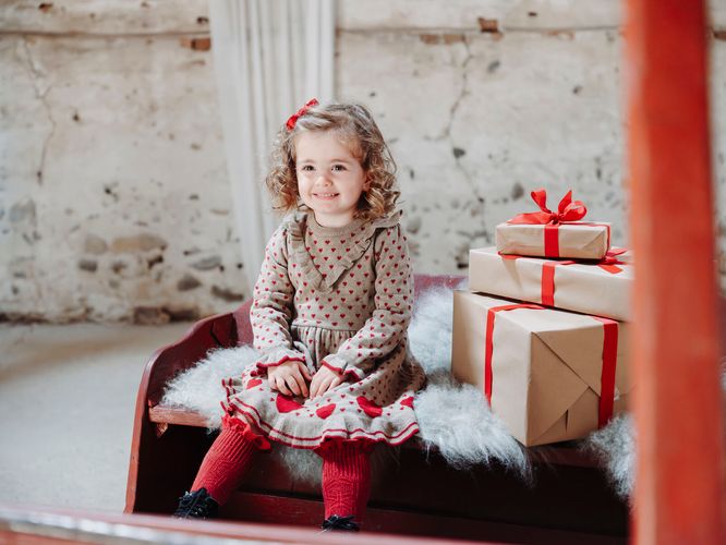 Hust & Claire Karina Hearts kjole til barn - biscuit 