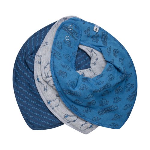 Pippi 3-pk smekkeskjerf til baby - vallarta blue