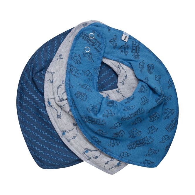 Hovedbilde Pippi 3-pk smekkeskjerf til baby - vallarta blue