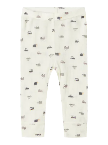 Name It Wang small cars AOP ull leggings til baby - snow white