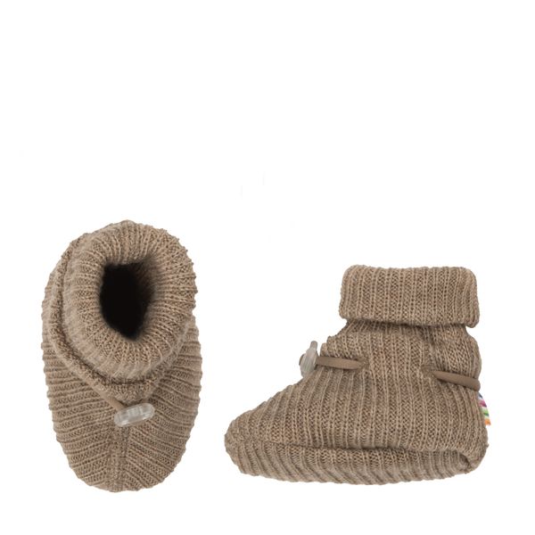 Hovedbilde Joha Ribbestrikket ullbooties til baby - beige