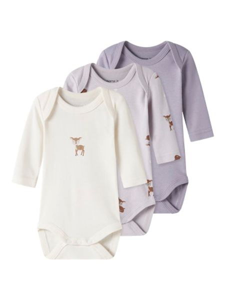 Hovedbilde Name It 3-pk Deer body til baby - lilac marble
