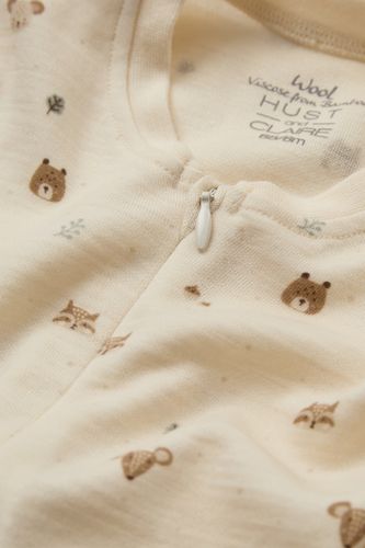 Hust & Claire Manu Forest ull/bambus heldress - off white
