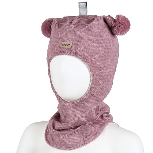 Kivat ull balaclava Kabelstrikket - gammelrosa