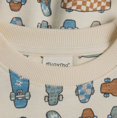 Minymo Skateboard genser til barn - white swan