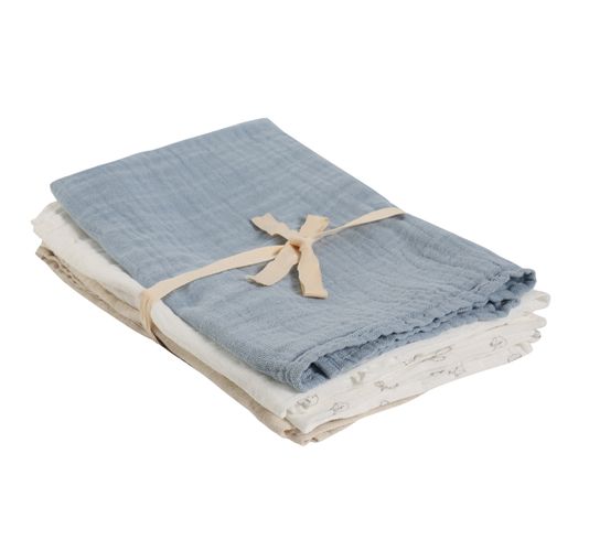 Pippi 3-pk muslinkluter - ashley blue solid