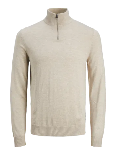 Jack and Jones Emil Half Zip genser - oatmeal melange