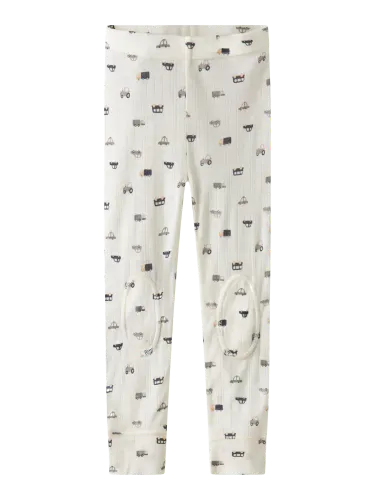 Name It Wang small cars AOP ull leggings til barn - snow white