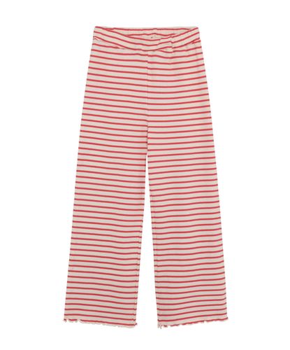 Minymo Stripe ribbet bukse til barn - spiced coral