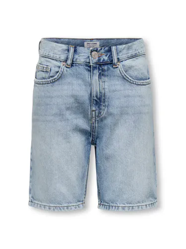 Only & Sons junior Edge Denim Shorts - light blue denim