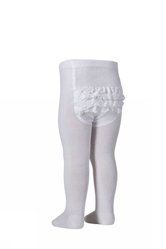 MP bomull strømpebukse med rysjer