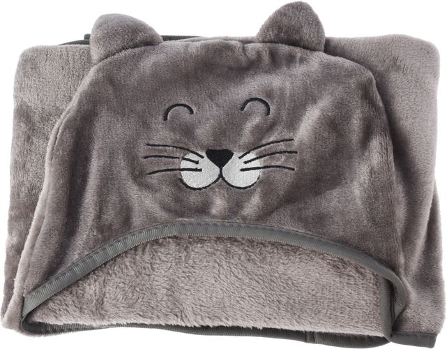 Fleeceteppe med hette - katt