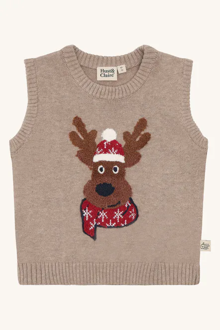 Hovedbilde Hust & Claire Princo Reindeer vest - biscuit