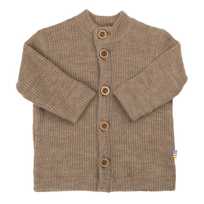 Hovedbilde Joha Ribbestrikket ull cardigan til barn - beige