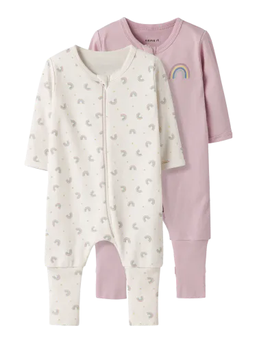 Name It Rainbows 2-pk pysjamas til baby - burnished lilac