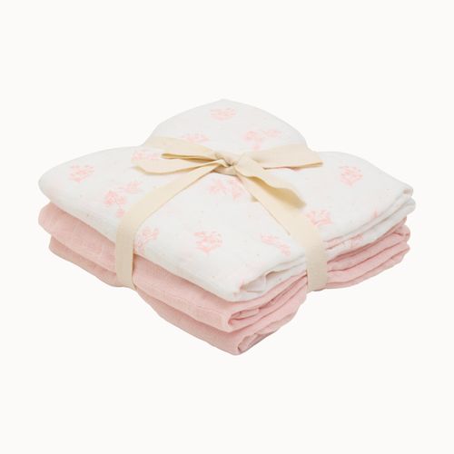 Pippi 3-pk muslinkluter - veiled rose