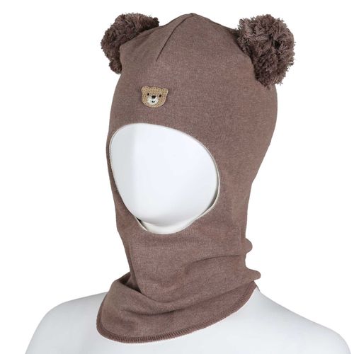 Kivat balaclava Teddybjørn med dusker - brunmelert