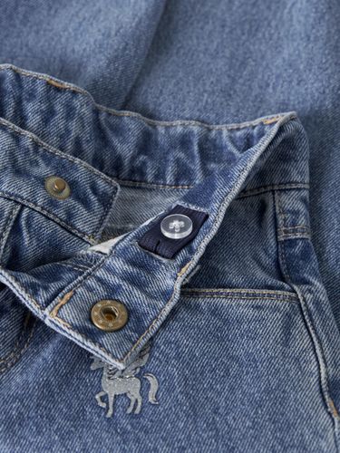 Name It Bella Barrel Glitter jeans til jente - medium blue unicorn