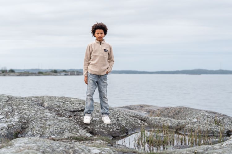 Didriksons Exa Half Zip fleecegenser til junior - beach beige