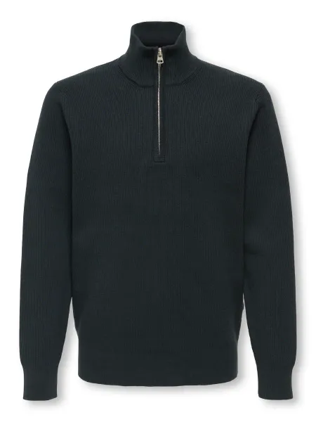 Hovedbilde Only & Sons Phil strikket genser half zip  - dark ...