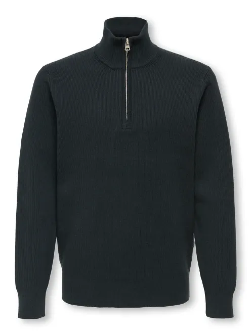 Hovedbilde Only & Sons Phil strikket genser half zip  - dark ...