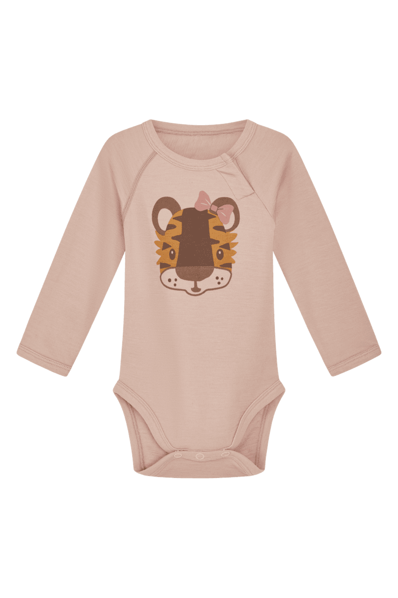 Hust & Claire Basti Tiger ull/bambus body til barn - rose cloud